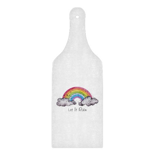 かわいい水色の虹と雲 カッティングボード (正面)