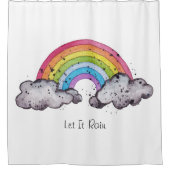 かわいい水色の虹と雲 シャワーカーテン (正面)