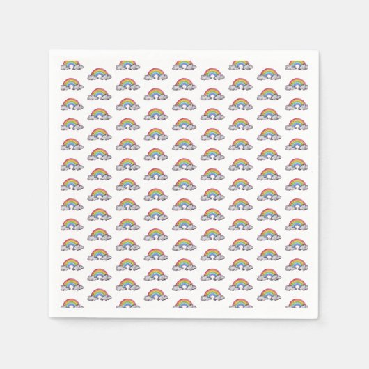 かわいい水色の虹と雲 スタンダードカクテルナプキン (正面)