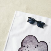 かわいい水色の虹と雲 ビーチタオル (インサイチュ)