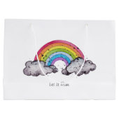 かわいい水色の虹と雲 ラージペーパーバッグ (裏面)