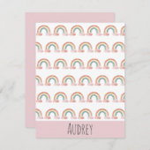 かわいい水色の虹パーソナライズされた ノートカード (正面/裏面)