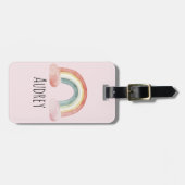 かわいい水色の虹パーソナライズされた ラゲッジタグ (正面横)