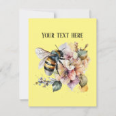 かわいい水色の蜂の愛好家にメッセージを追加 ノートカード (正面)