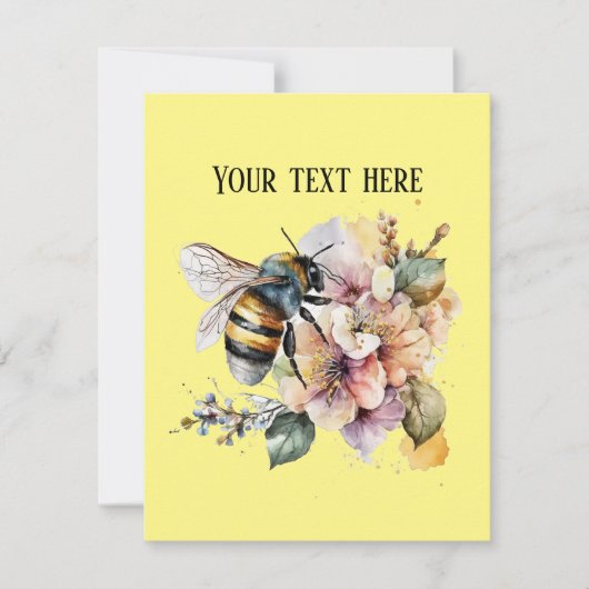 かわいい水色の蜂の愛好家にメッセージを追加 ノートカード (正面)