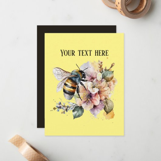 かわいい水色の蜂の愛好家にメッセージを追加 ノートカード (正面/裏面インサイチュ)