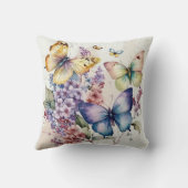 かわいい水色の蝶の愛好家 クッション (裏面)