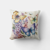 かわいい水色の蝶の愛好家 クッション (正面)