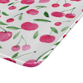 かわいい水色の赤いさくらんぼ カッティングボード (角)