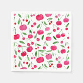 かわいい水色の赤いさくらんぼ スタンダードカクテルナプキン (正面)