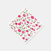 かわいい水色の赤いさくらんぼ スタンダードカクテルナプキン (角)
