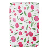 かわいい水色の赤いさくらんぼ バスマット (正面縦)