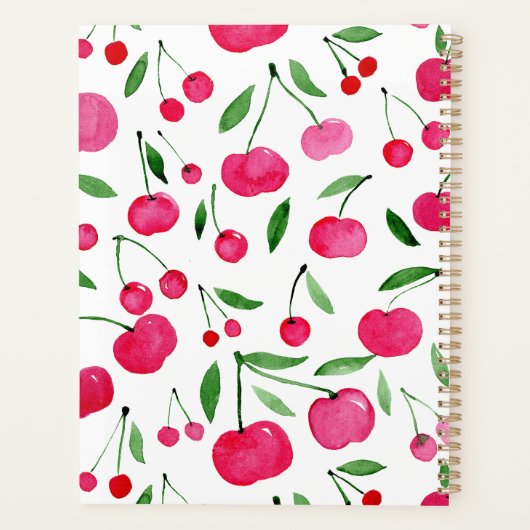かわいい水色の赤いさくらんぼ プランナー手帳 (裏面)