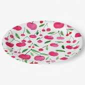 かわいい水色の赤いさくらんぼ ペーパープレート (アングル)