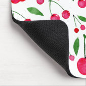 かわいい水色の赤いさくらんぼ マウスパッド (コーナー)