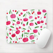 かわいい水色の赤いさくらんぼ マウスパッド (マウス)
