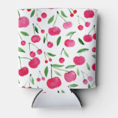 かわいい水色の赤いさくらんぼ 缶クーラー (正面)