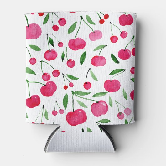 かわいい水色の赤いさくらんぼ 缶クーラー (正面)