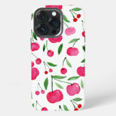 かわいい水色の赤いさくらんぼ iPhoneケース (裏面)