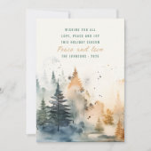 かわいい水色の霧の松の森クリスマス シーズンカード (正面)