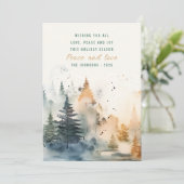 かわいい水色の霧の松の森クリスマス シーズンカード (スタンド正面)