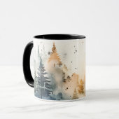 かわいい水色の霧の松の森クリスマス マグカップ (正面左)