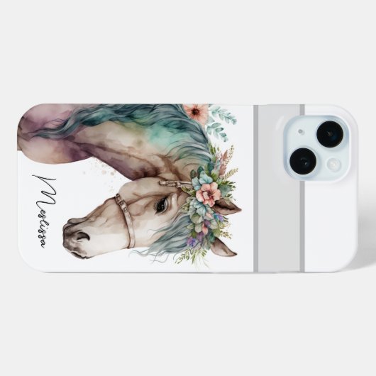 かわいい水色の馬 Case-Mate iPhoneケース (裏面 (横))