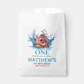 かわいい水色の魚 1歳の誕生日 フェイバーバッグ (正面)