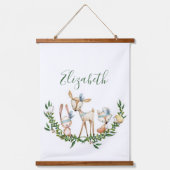 かわいい水色の鹿ベビー 吊り下げ型タペストリー (正面)