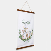 かわいい水色の鹿ベビー 吊り下げ型タペストリー (傾斜あり)