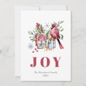 かわいい水色の(鳥)ショウジョウコウカンチョウバードクリスマス シーズンカード (正面)