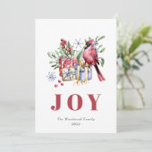 かわいい水色の(鳥)ショウジョウコウカンチョウバードクリスマス シーズンカード (スタンド正面)