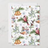 かわいい水色の(鳥)ショウジョウコウカンチョウバードクリスマス シーズンカード (裏面)