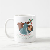 かわいい水色ゆっくり&居心地の良いスロスクリスマスシーズン コーヒーマグカップ (左)