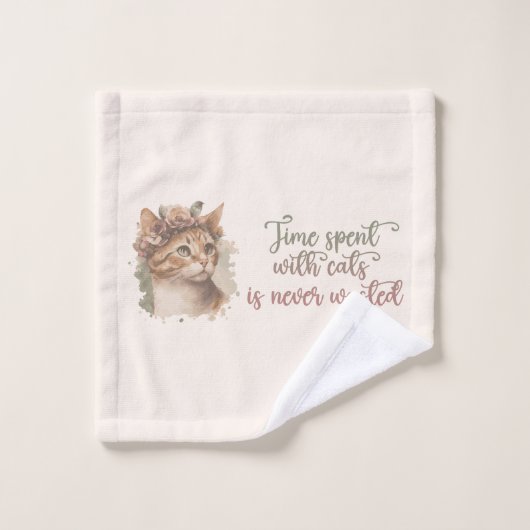 かわいい水色を猫と過ごす時間 バスタオルセット (ウォッシュタオル)