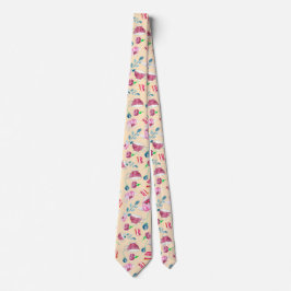 かわいい水色アフタヌーンティーパーティー花模様ティーポット ネクタイ