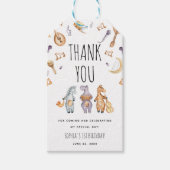かわいい水色アフリカ動物誕生日ありがとう ギフトタグ (正面)