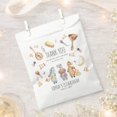 かわいい水色アフリカ動物誕生日ありがとう フェイバーバッグ (クリップ留めされた状態)