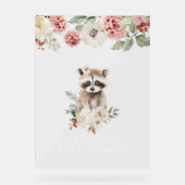 かわいい水色アライグマ赤ちゃんシャワーへようこそ アクリルサイン (正面)