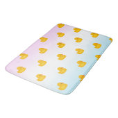 かわいい水色イエローアヒルのパターン青グラデーション バスマット (アングル)