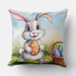 かわいい水色イースターバニー クッション