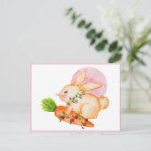 かわいい水色イースターバニー ポストカード (スタンド正面)