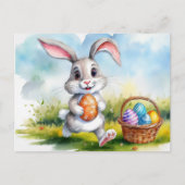 かわいい水色イースターバニー ポストカード (正面)
