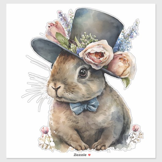 かわいい水色ウサギ シール (シート)