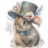 かわいい水色ウサギ シール (正面)