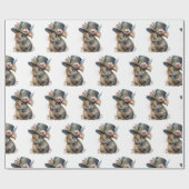 かわいい水色ウサギ ラッピングペーパー (フラット)