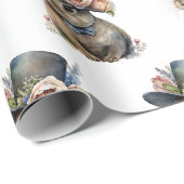 かわいい水色ウサギ ラッピングペーパー (ロールコーナー)