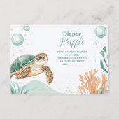 かわいい水色ウミガメおむつラッフル エンクロージャーカード (正面)