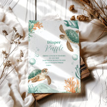 かわいい水色ウミガメおむつラッフル