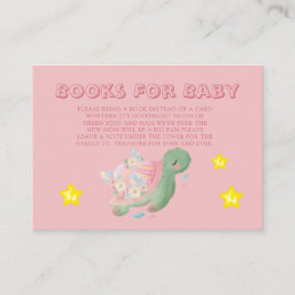 かわいい水色ウミガメのピンクの本ベビー 名刺
